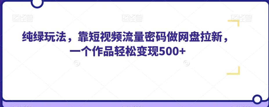 纯绿玩法，靠短视频流量密码做网盘拉新，一个作品轻松变现500+【揭秘】-52资源库