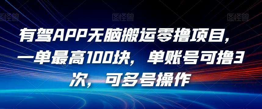 有驾APP无脑搬运零撸项目，一单最高100块，单账号可撸3次，可多号操作【揭秘】-52资源库