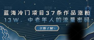 蓝海冷门项目37条作品涨粉13W,中老年人的流量密码【揭秘】-52资源库