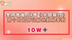 全网首发,抖音《共同探讨》两个月如何让粉丝数从零到10w【揭秘】-52资源库
