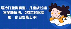 超冷门蓝海赛道,儿童成长档案全新玩法,0成本轻松变现,小白也能上手【揭秘】-52资源库
