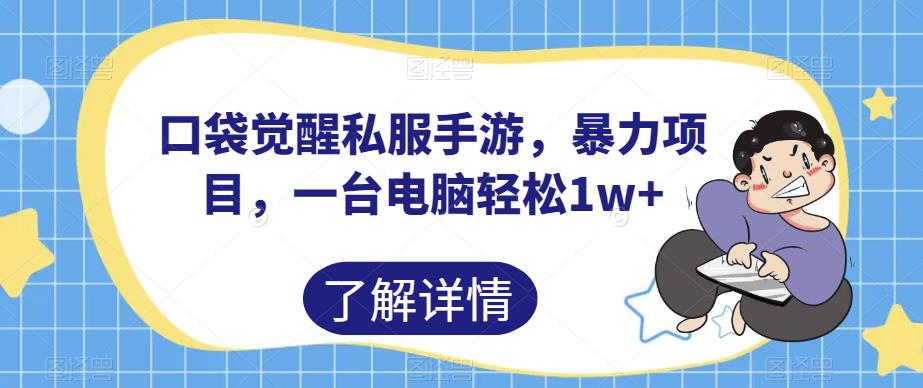 口袋觉醒私服手游，暴力项目，一台电脑轻松1w+【揭秘】-52资源库