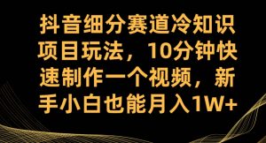 抖音细分赛道冷知识项目玩法,10分钟快速制作一个视频,新手小白也能月入1W+【揭秘】-52资源库