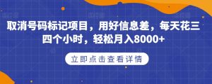 取消号码标记项目，用好信息差，每天花三四个小时，轻松月入8000+【揭秘】-52资源库