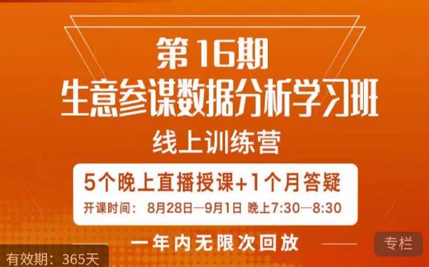 宁静·生意参谋数据分析学习班，解决商家4大痛点，学会分析数据，打造爆款！-52资源库