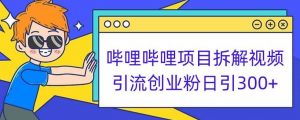 哔哩哔哩项目拆解引流创业粉日引300+小白可轻松上手【揭秘】-52资源库