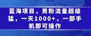 蓝海项目,男粉流量超级猛,一天1000+,一部手机即可操作【揭秘】-52资源库