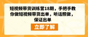 短视频带货训练营18期,手把手教你做短视频带货出单,听话照做,保证出单-52资源库