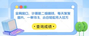 全网风口,计算机二级搞钱,每天发发图片,一单19.9,小白轻松月入过万【揭秘】-52资源库