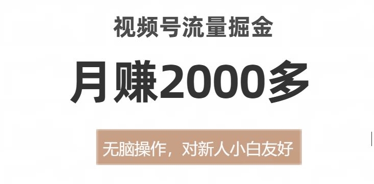 视频号流量掘金，无脑操作，对新人小白友好，月赚2000多【揭秘】-52资源库