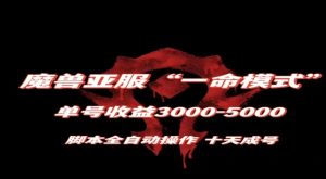 魔兽亚服一命模式,10天成号-单号3千-5千,脚本全自动操作,保姆级教学【揭秘】-52资源库