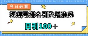 视频号引流精准粉,日引100+,流量爆炸【揭秘】-52资源库