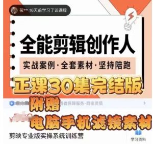全能剪辑创作人,剪映专业版实操系统训练营,全面提升剪映剪辑技巧-52资源库