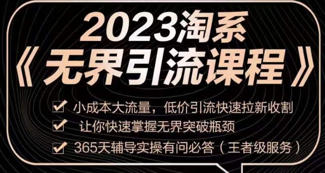 2023淘系无界引流实操课程，​小成本大流量，低价引流快速拉新收割，让你快速掌握无界突破瓶颈-52资源库