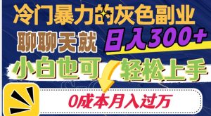 冷门暴利的副业项目,聊聊天就能日入300+,0成本月入过万【揭秘】-52资源库