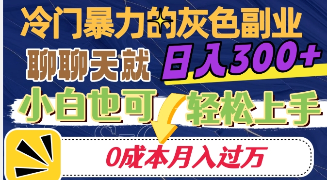 冷门暴利的副业项目，聊聊天就能日入300+，0成本月入过万【揭秘】-52资源库