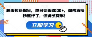 超级拉新掘金,单日变现2000+,你来直接抄就行了,保姆式教学!【揭秘】-52资源库