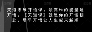 天道思维开悟课,最高维的能量是开悟,《天道课》就是你的开悟钥匙,尽早开悟让人生越来越顺-52资源库