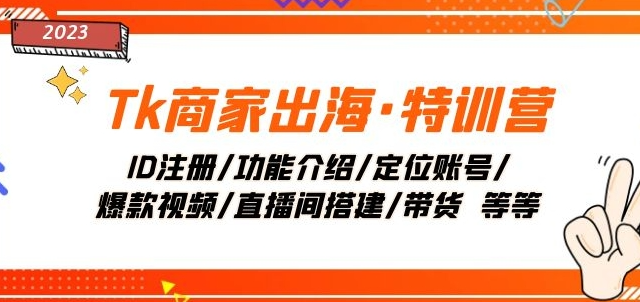 Tk商家出海·特训营：ID注册/功能介绍/定位账号/爆款视频/直播间搭建/带货-52资源库