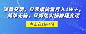流量变现,仅靠播放量月入1W+,简单无脑,保姆级实操教程【揭秘】-52资源库