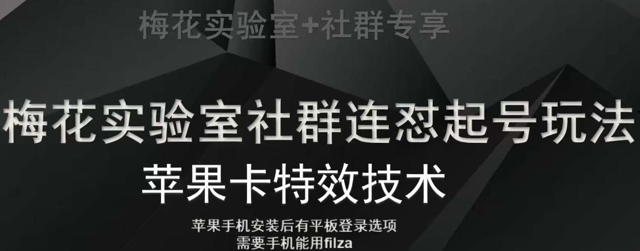 梅花实验室社群视频号连怼起号玩法，最新苹果卡特效技术-52资源库