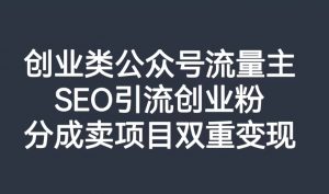 创业类公众号流量主,SEO引流创业粉,分成卖项目双重变现【揭秘】-52资源库