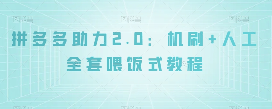 拼多多助力2.0：机刷+人工全套喂饭式教程【揭秘】-52资源库