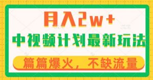 中视频计划全新玩法,月入2w+,收益稳定,几分钟一个作品,小白也可入局【揭秘】-52资源库