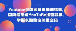 Youtube金牌运营直播训练营,国内最系统YouTuBe运营教学,掌握长期稳定流量密码-52资源库