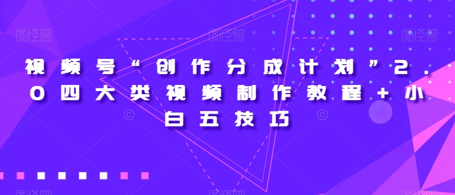 视频号“创作分成计划”2.0四大类视频制作教程+小白五技巧【揭秘】-52资源库