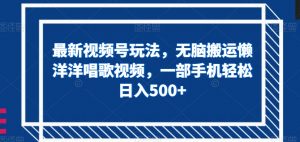 最新视频号玩法,无脑搬运懒洋洋唱歌视频,一部手机轻松日入500+【揭秘】-52资源库