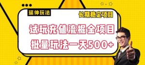 试玩充值流掘金项目,批量矩阵玩法一天500+【揭秘】-52资源库