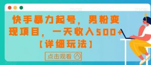 快手暴力起号,男粉变现项目,一天收入500+【详细玩法】【揭秘】-52资源库