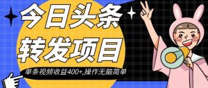 今日头条转发项目,单条视频收益400+,操作无脑简单【揭秘】-52资源库