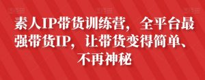 素人IP带货训练营,全平台最强带货IP,让带货变得简单、不再神秘-52资源库