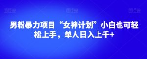 男粉暴力项目“女神计划”小白也可轻松上手,单人日入上千+【揭秘】-52资源库
