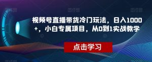视频号直播带货冷门玩法,日入1000+,小白专属项目,从0到1实战教学【揭秘】-52资源库