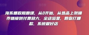 淘系爆款陪跑课,从0开始,从选品上架操作链接到付费放大、全店运营,教你打爆款、系统做好店-52资源库