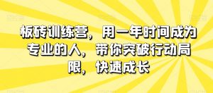 板砖训练营,用一年时间成为专业的人,带你突破行动局限,快速成长-52资源库
