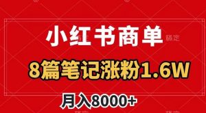 小红书商单最新玩法,8篇笔记涨粉1.6w,作品制作简单,月入8000+【揭秘】-52资源库