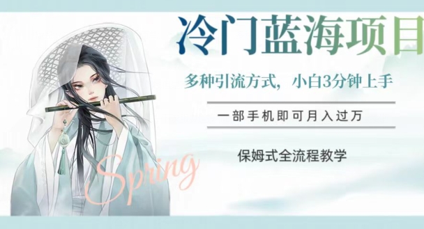 冷门蓝海项目，操作简单，小白3分钟上手，多种引流方式，保姆式全流程教学【揭秘】-52资源库