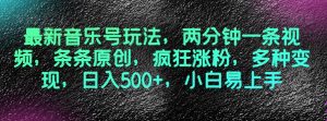 最新音乐号玩法,两分钟一条视频,条条原创,疯狂涨粉,多种变现,日入500+,小白易上手【揭秘】-52资源库