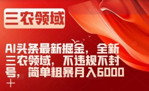 AI头条最新掘金,全新三农领域,不违规不封号,简单粗暴月入6000+【揭秘】-52资源库