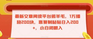 最新文章阅读平台薅羊毛,1万播放200块,靠复制粘贴日入200+,小白闭眼入【揭秘】-52资源库