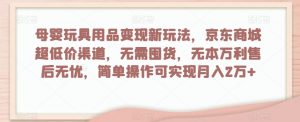 母婴玩具用品变现新玩法,京东商城超低价渠道,简单操作可实现月入2万+【揭秘】-52资源库