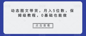 动态图文带货,月入5位数,保姆级教程,0基础也能做【揭秘】-52资源库