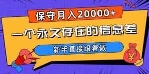 一个永久存在的信息差,保守月入20000+,新手直接跟着做【揭秘】-52资源库