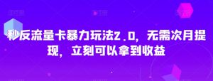 秒反流量卡暴力玩法2.0,无需次月提现,立刻可以拿到收益【揭秘】-52资源库