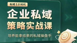 私域2.0时代:企业私域策略实战课,培养能拿结果的私域操盘手-52资源库