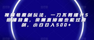 视频号原创玩法,一刀不剪提升5倍播放量,亲测直接搬也能过原创,小白日入500+【揭秘】-52资源库